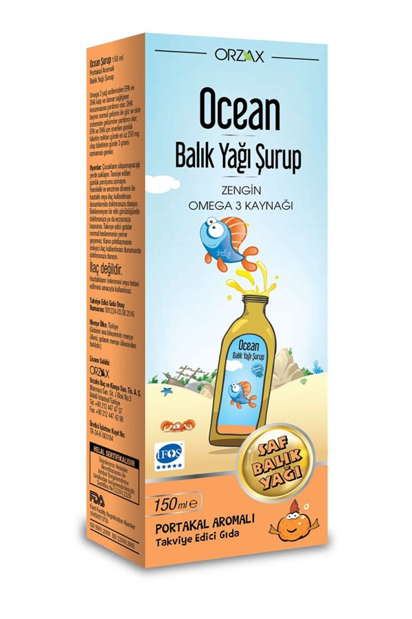 Ocean Omega-3 Portakal Aromalı Balık Yağı 150 Ml 
