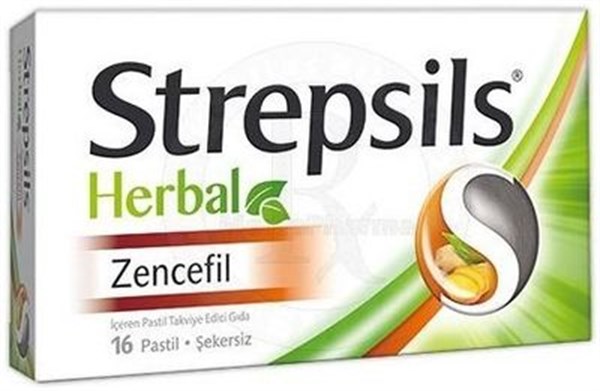 Strepsils Herbal Zencefil Şekersiz 16 Pastil 
