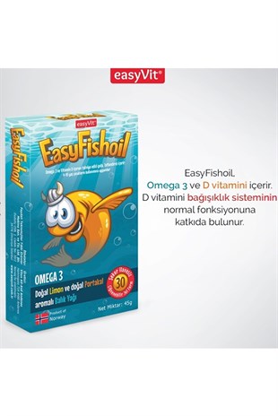 EasyFish Oil Omega 3 30Tablet Limon ve Portakallı 2 ADET