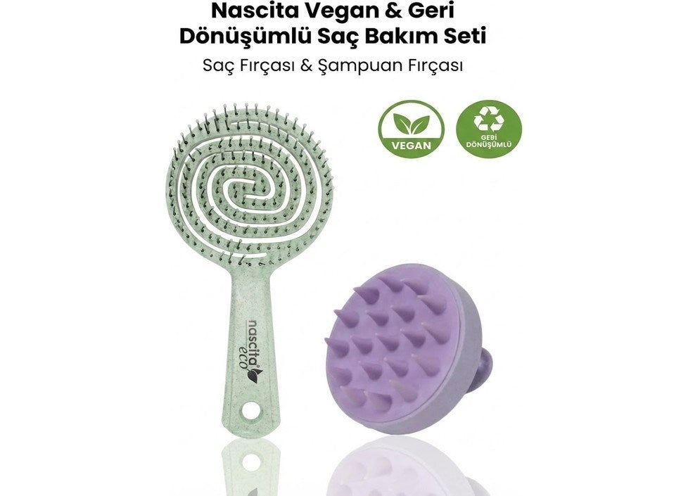 Nascita Vegan ve Geri Dönüşümlü Saç Bakım Seti Mor Yeşil