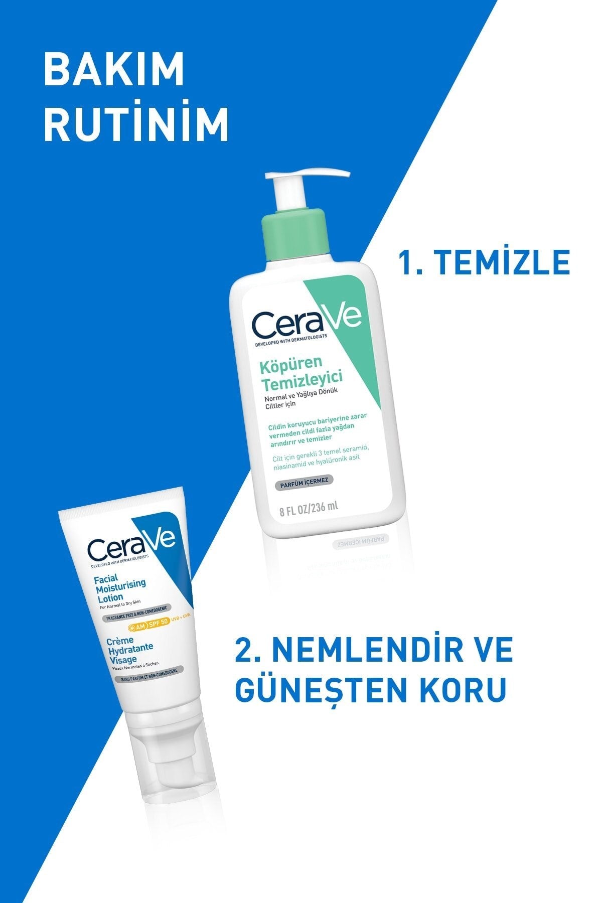 CERAVE SPF50 Güneş Koruma Faktörlü Yüz Kremi 52 ml