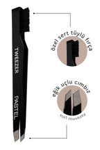 PASTEL Sıngle Tweezer Wıth Brush 09 Eğik Uçlu Cımbız+Kaş Tarağı