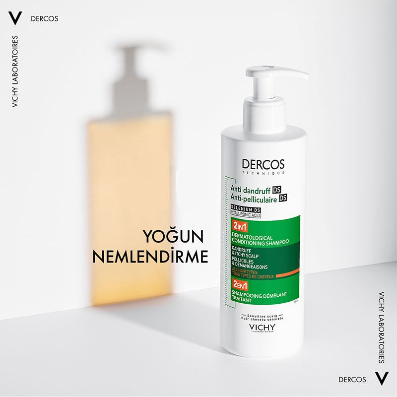 VICHY DERCOS 2’si 1 Arada Kepek Karşıtı ve Nemlendirici Şampuan 390 ml