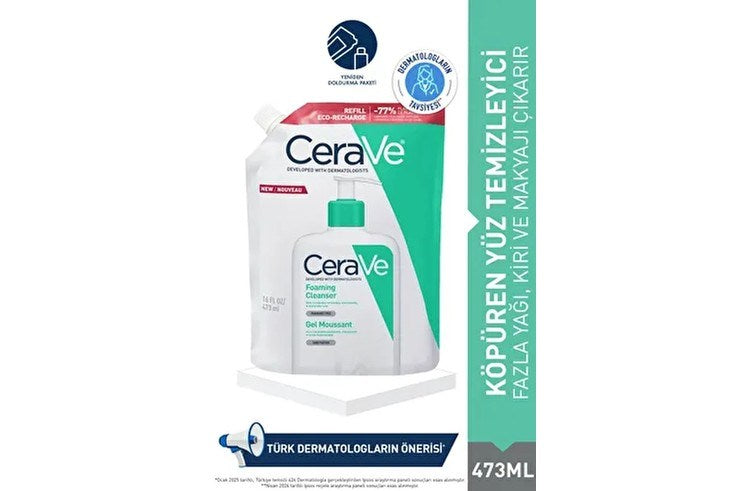 CERAVE Köpüren Yüz Temizleyici Jel Cilt Yağını ve Kirini Arındırır 473 ml Tüm Cilt Tipleri