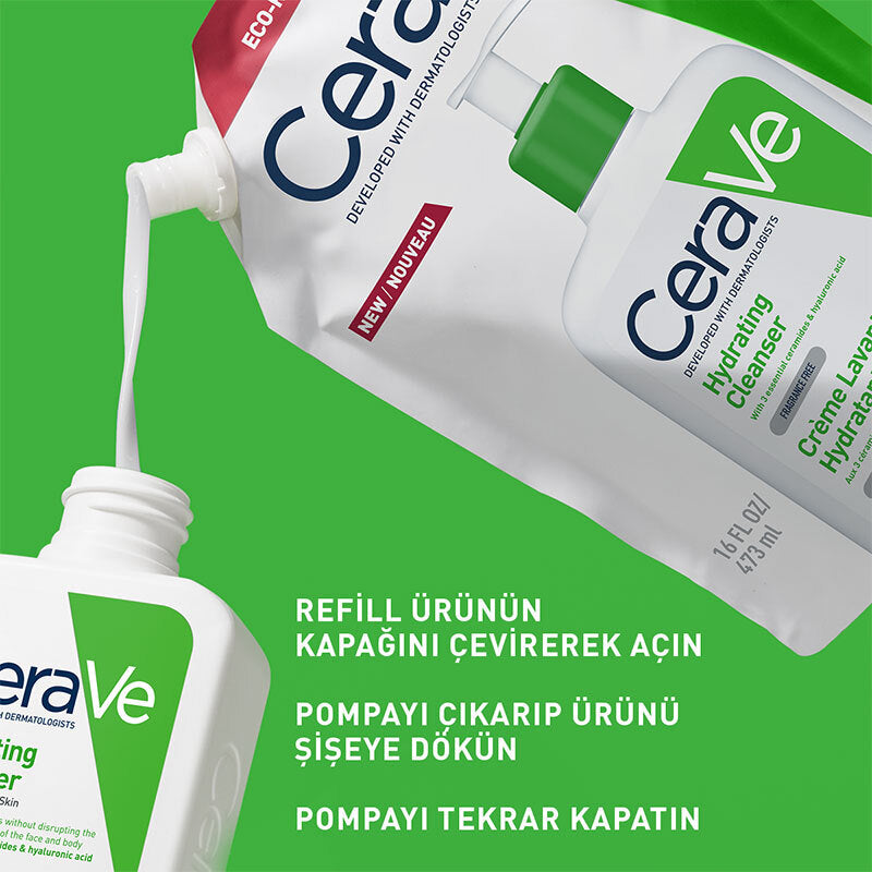 CeraVe Nemlendiren Temizleyici 473 ml - Normal ve Kuru Ciltler (Refill)