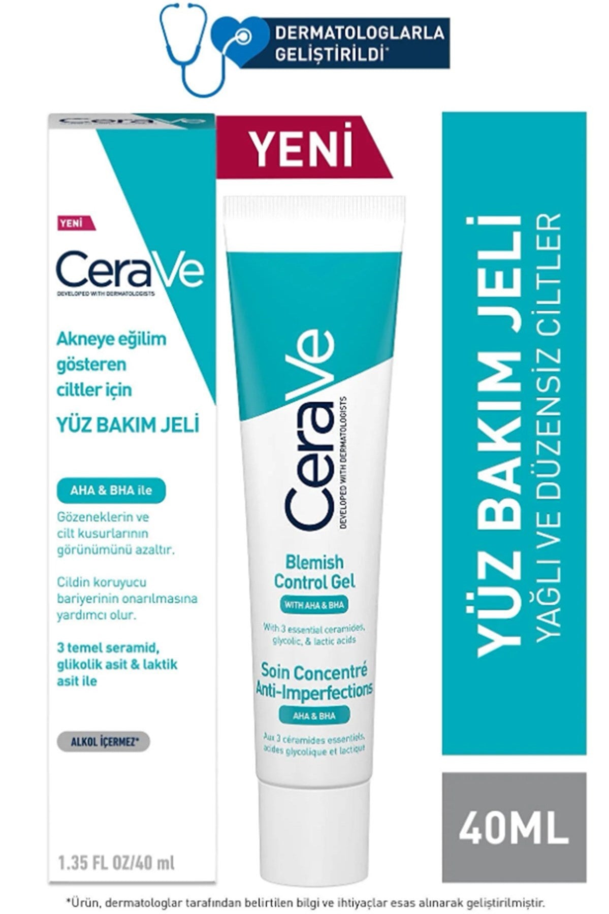 CERAVE Yağlı ve Düzensiz Cilter için Yüz Bakım Jeli 40 ml