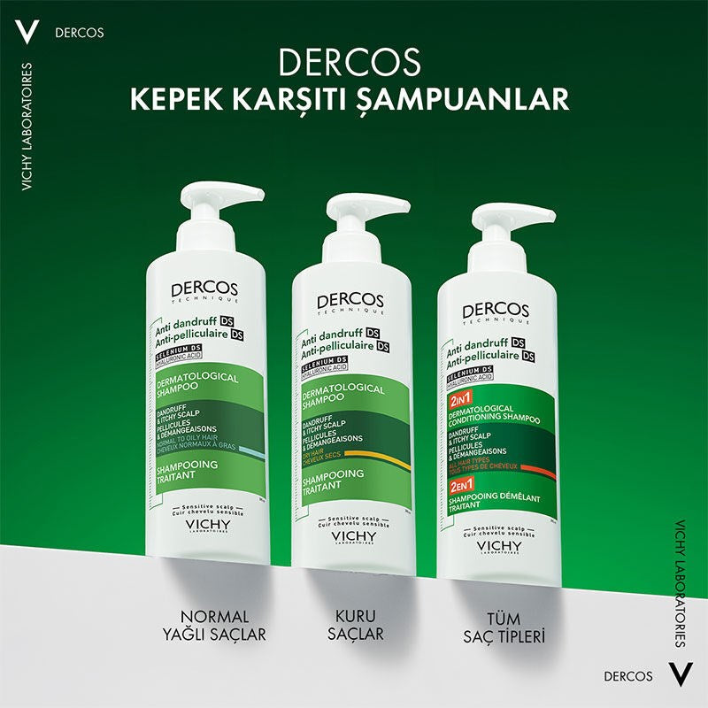 VICHY DERCOS 2’si 1 Arada Kepek Karşıtı ve Nemlendirici Şampuan 390 ml