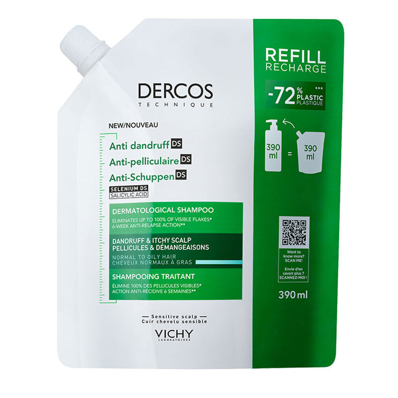 Vichy Dercos Anti-Dandruff Kepek Karşıtı Şampuan 390 ml - Normal ve Yağlı Saçlar (Refill)