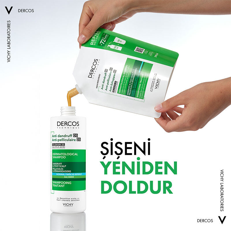 Vichy Dercos Anti-Dandruff Kepek Karşıtı Şampuan 390 ml - Normal ve Yağlı Saçlar (Refill)