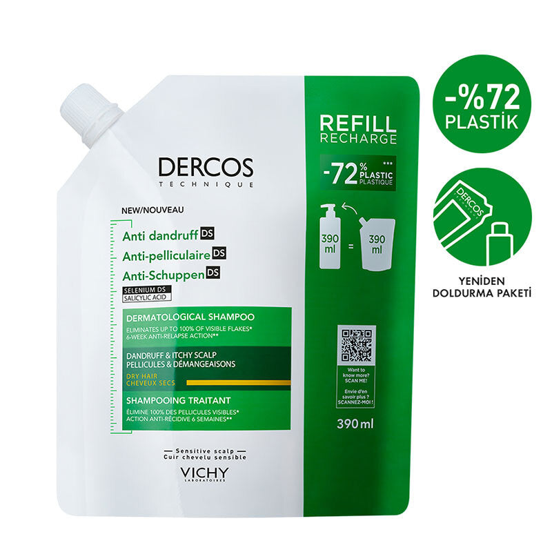 Vichy Dercos Anti-Dandruff Kepek Karşıtı Şampuan 390 ml - Kuru Saçlar (Refill)